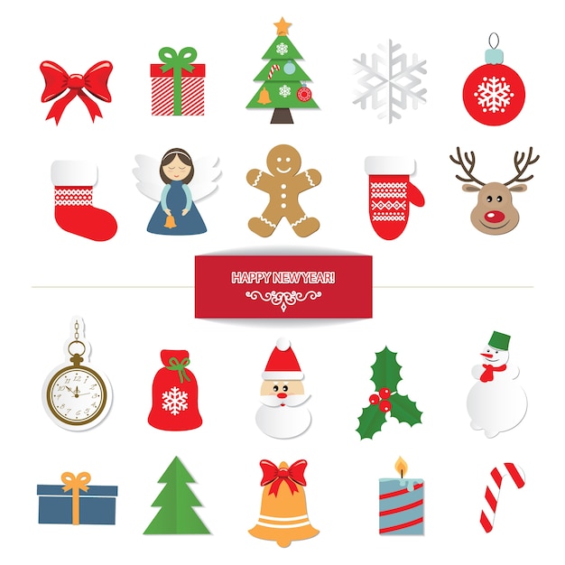 Christmas decorative stickers set.