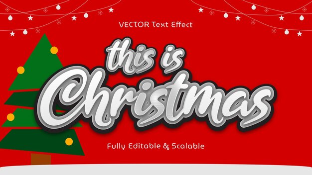 Vector christmas decorative text effect fully editable graphic style shiny white and joyful