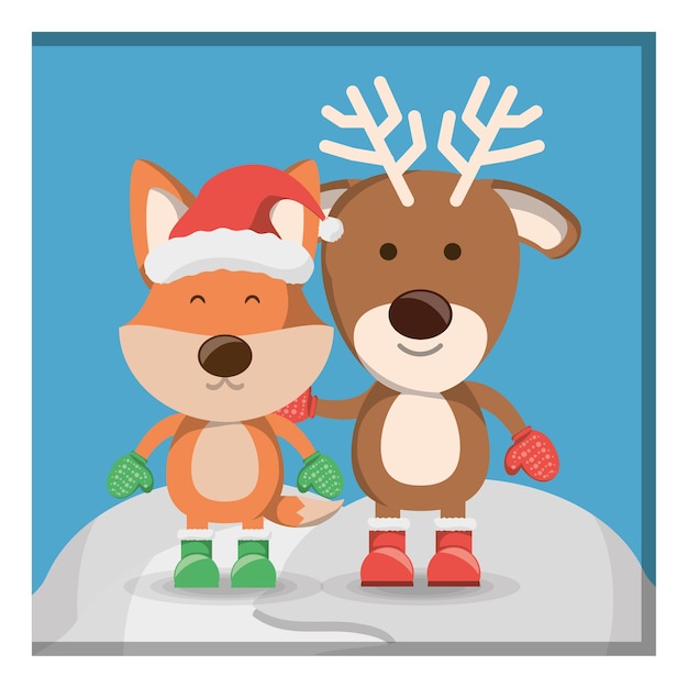 크리스마스 사슴과 여우 아이콘