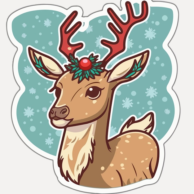 christmas deer cartoon sticker xmas reindeer character stickers winter holidays