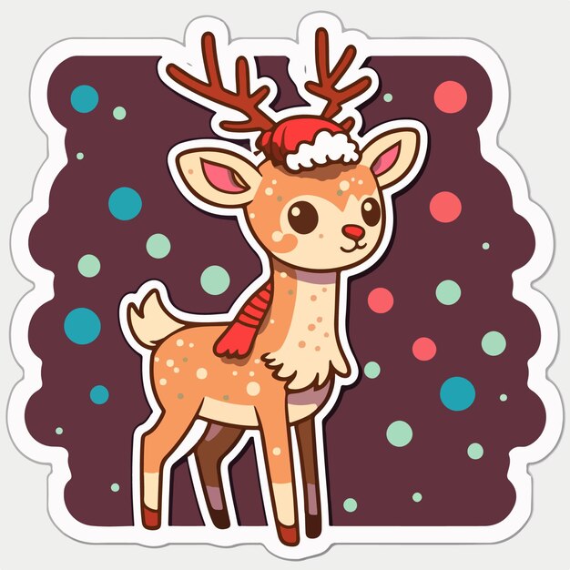 Christmas deer cartoon sticker xmas reindeer printable stickers sheet Winter holidays