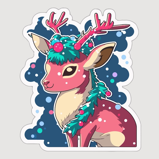 Christmas deer cartoon sticker xmas reindeer stickers collection Winter collection