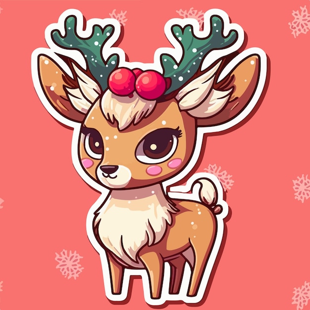 Christmas deer cartoon sticker xmas reindeer stickers decoration Newyear collection