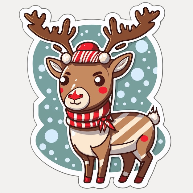 Christmas deer cartoon sticker xmas reindeer stickers decoration newyear collection