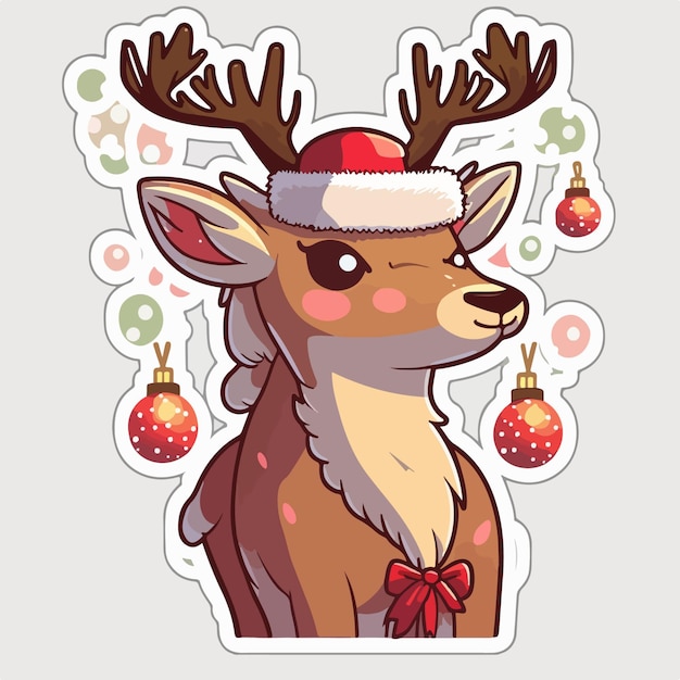 Christmas deer cartoon sticker xmas reindeer stickers pack Multicolor