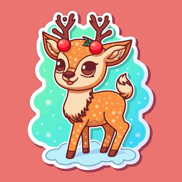 christmas deer cartoon sticker xmas reindeer stickers with ornament newyear collection