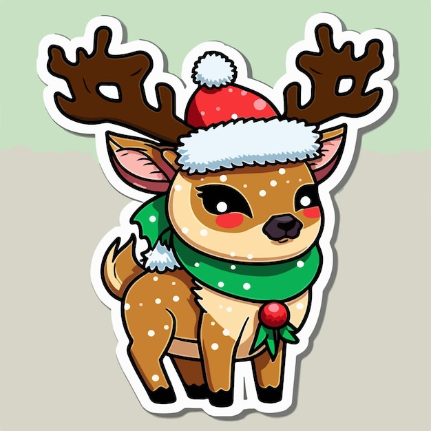 Christmas deer cartoon sticker xmas reindeer stickers with ornament Newyear holidays