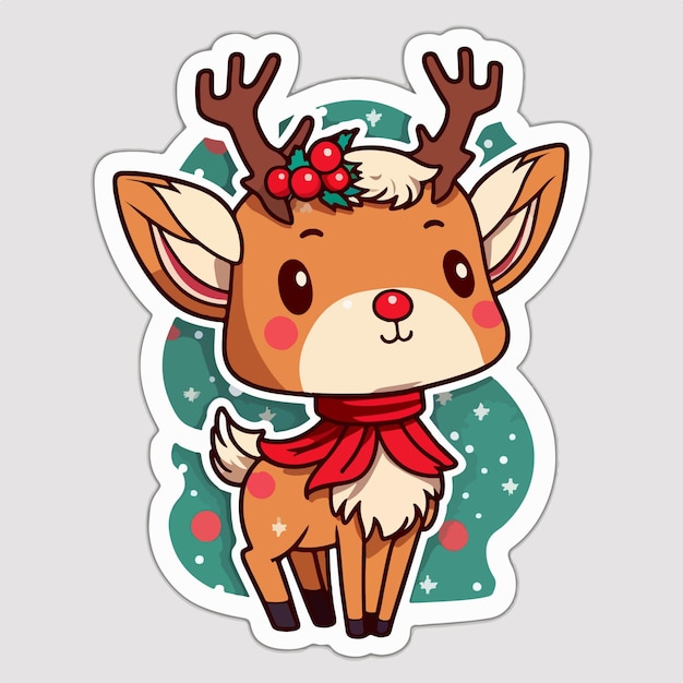 Christmas deer cartoon sticker xmas reindeer stickers with ornament Winter collection