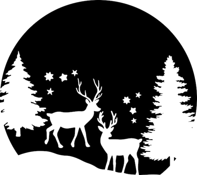 Christmas deer Christmas landscape illustration