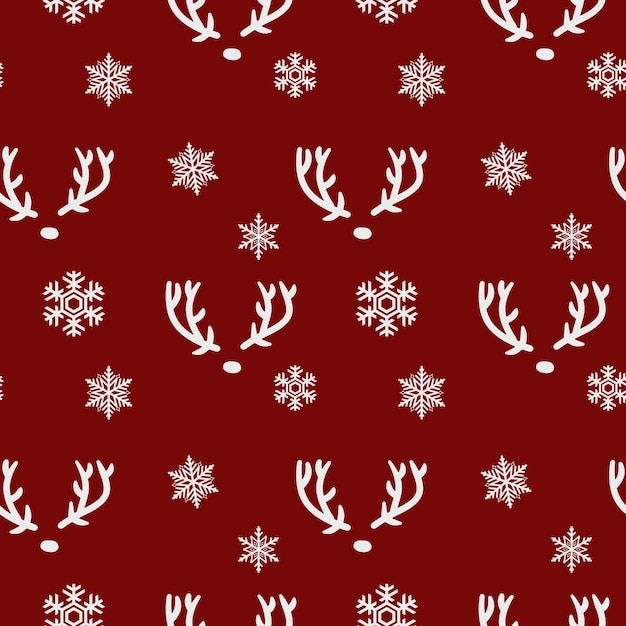 Christmas deer horns seamless pattern on on red background Perfect for wallpapers wrapping paper fill patterns winter greetings web page background Christmas and New Year cards
