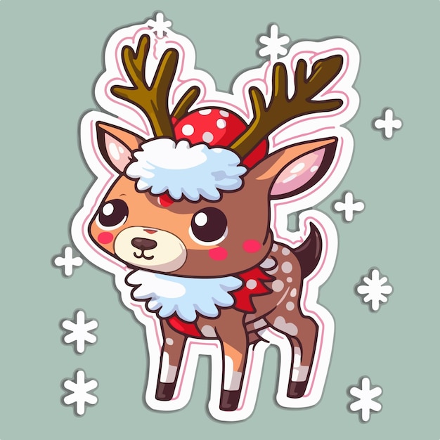 Christmas deer sticker xmas reindeer stickers elements Newyear holidays