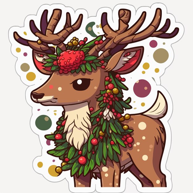 Christmas deer sticker xmas reindeer stickers isolated decoration Winter holidays