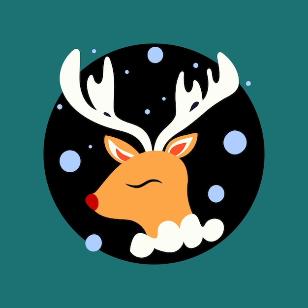 Christmas deer Vector illustration in flat style Merry Christmas and Happy New Year