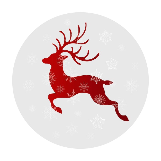 Christmas deer in white snowflakes silhouette Festive winter illustration card vector