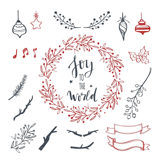 Christmas design doodle elements  hand drawn