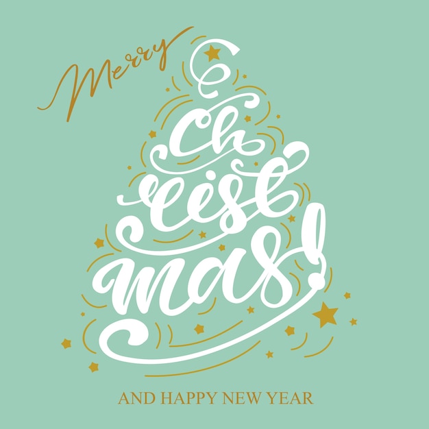 Vector christmas design with greeting lettering. vector illustration.