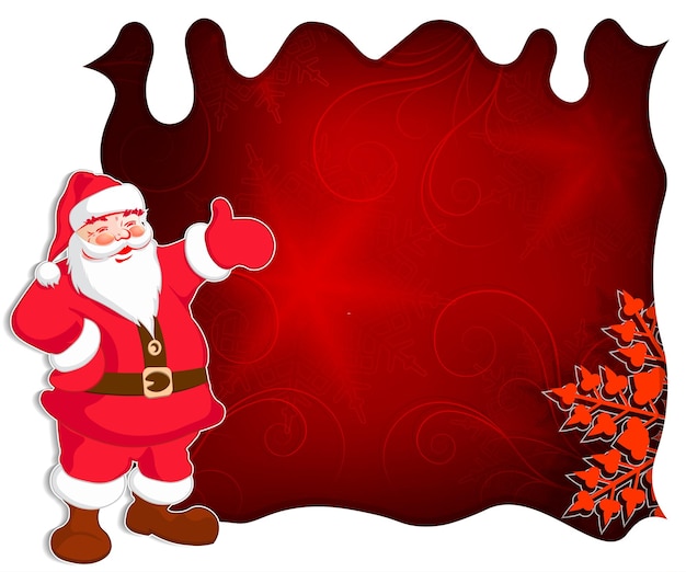 산타 클로스 흰색 곱슬 프레임과 패턴으로 우아한 눈송이와 크리스마스 디자인