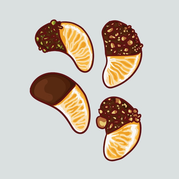 Vector christmas desserts. cake. stollen cocoa. tangerines in chocolate. cookies. muffin.