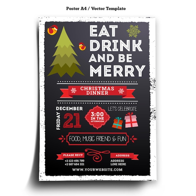 Christmas Dinner Poster Template