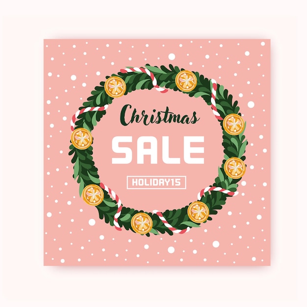 Christmas discount card Voucher for a holiday sale Xmas and New Year decor Flat style Vector