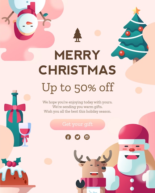 Christmas discount poster template mockup