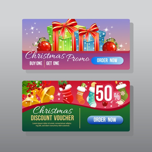 Christmas discount web banner with present