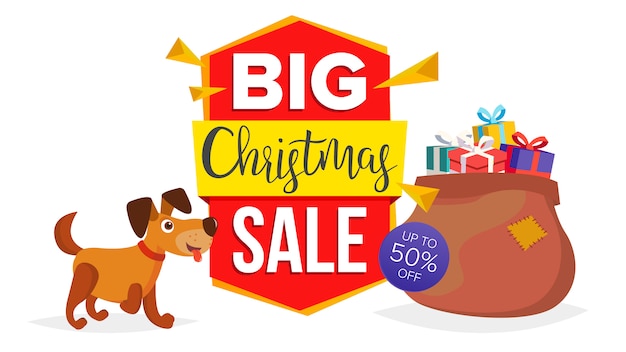 Vector christmas dog sale banner template