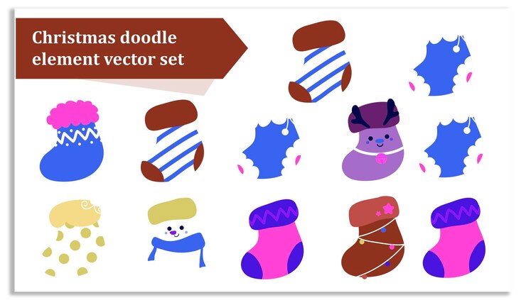 Vector christmas doodle element vector set