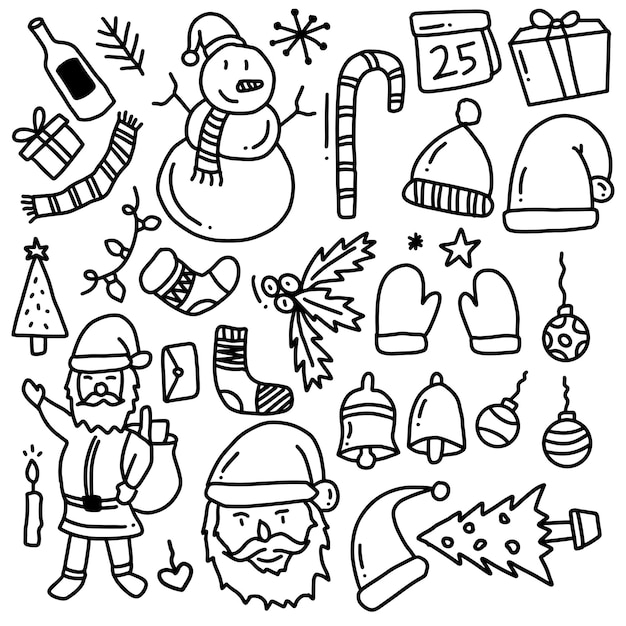 Vettore illustrazione disegnata a mano di doodle di natale