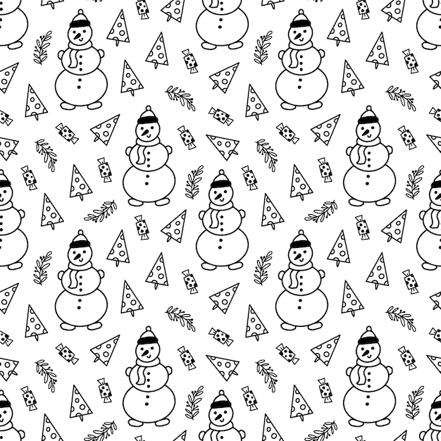 Premium Vector | Christmas doodle pattern
