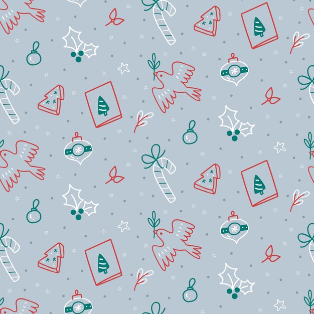 Vector christmas doodle seamless