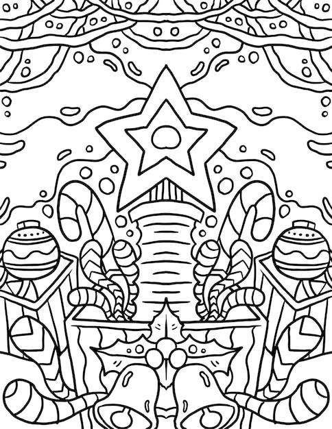 Vector christmas doodle things coloring page