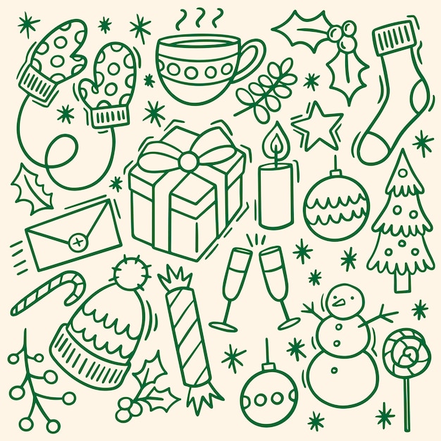 Vector christmas doodles hand drawn