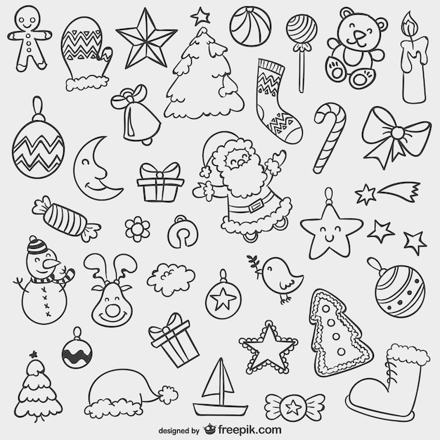 Vettore natale doodles confezione