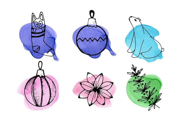 Christmas doodles set