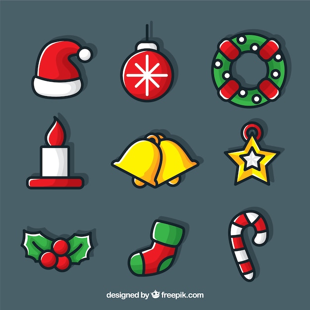 Vector christmas drawn icons set