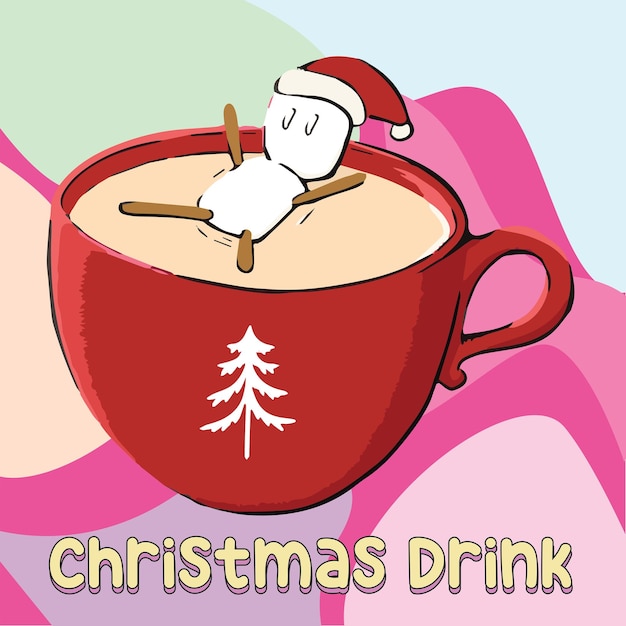 Christmas Drink Flashcard for Children. Printable game card. Ready to print. Vector illustration.