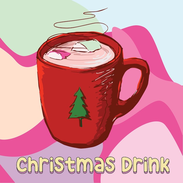 Christmas Drink Flashcard for Children. Printable game card. Ready to print. Vector illustration.