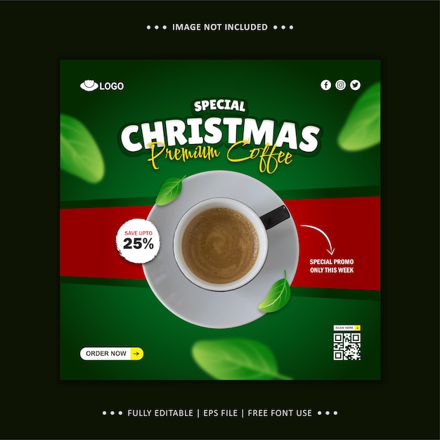 Vector christmas drink menu flyer social media post template