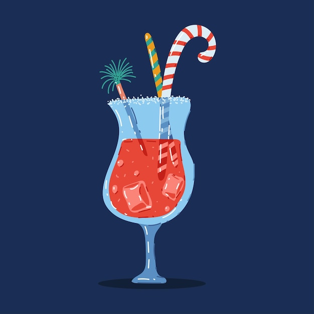 クリスマス・ドリンク・ベクトル・カートゥーンのイラストが白い背景に隔離されています