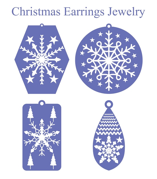Vector christmas earrings jewelry laser cut