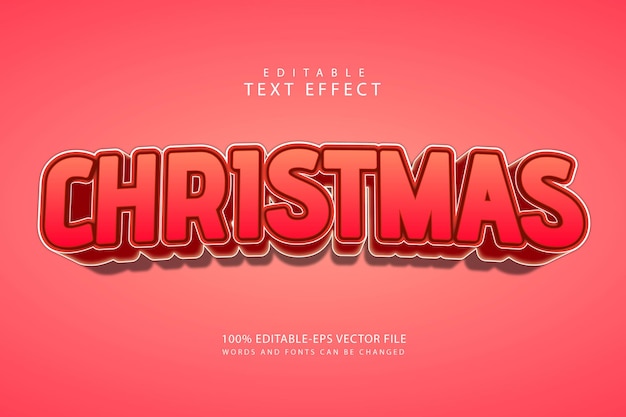 Рождественский редактируемый текстовый эффект с трехмерным тиснением в современном стиле