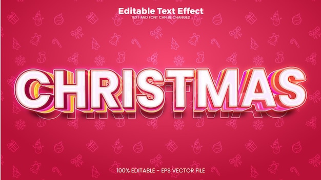 Рождественский редактируемый текстовый эффект в современном трендовом стиле