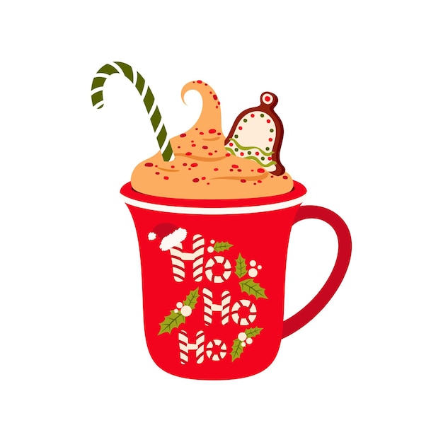 Вектор Рождественский гоголь-моголь пить горячий шоколад с печеньем