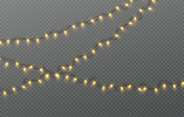 Vector christmas electric garland of light bulbs  on a transparent background.  illustration