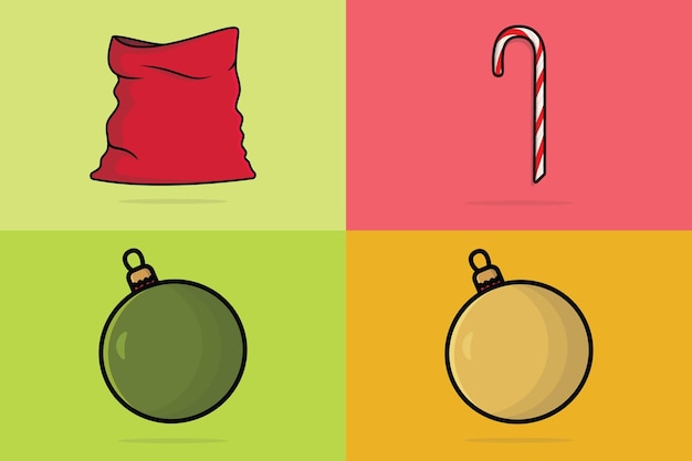 Christmas Element Collection vector. Set of Christmas decoration elements symbol icons.