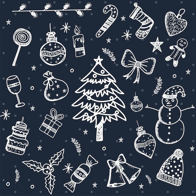 Christmas element design in doodle style