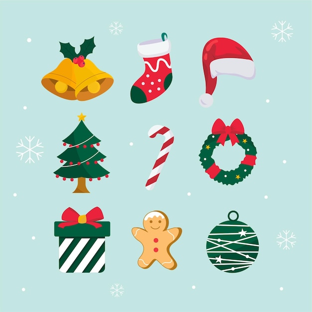 Vector christmas element flat design collection