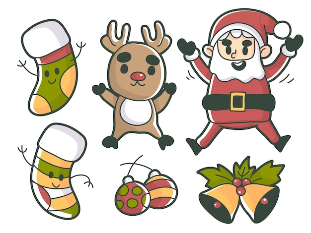 Vector christmas elements and characters premium vector