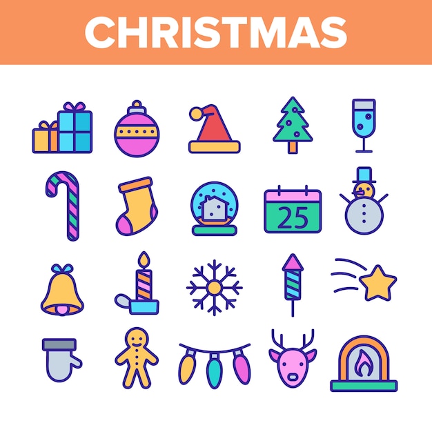 Christmas elements icons set